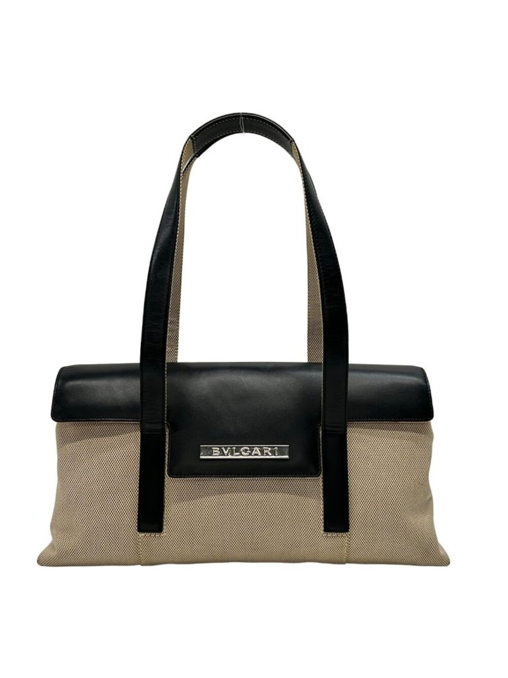 Bvlgari Shoulder Bag Ivory Black Leather